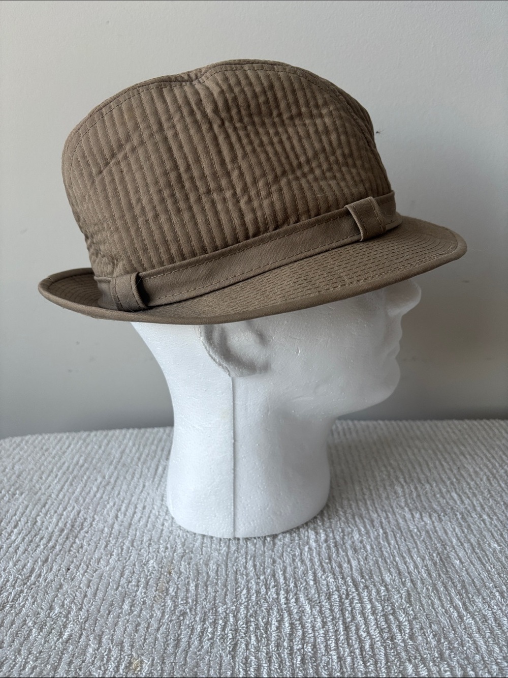 Park Royal Men's Quilted Derby fedora Hat - Tan Vintage Sz Large
